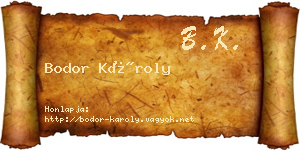 Bodor Károly névjegykártya